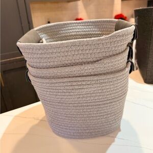 Set of 3 woven cloth gray baskets